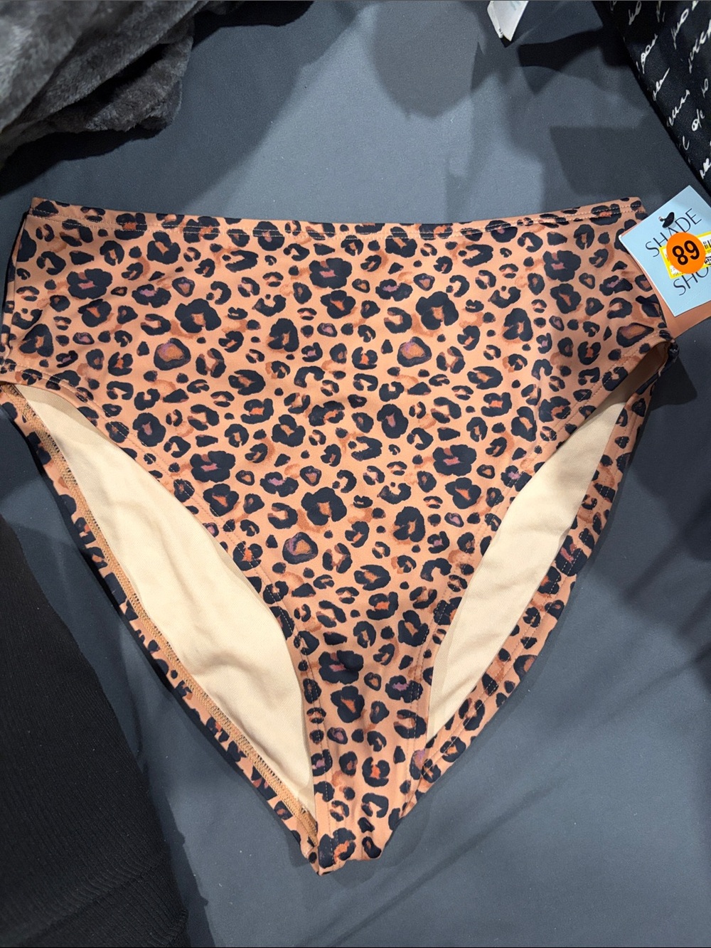 Shade & Shore Leopard Print High Waist Bikini Bottoms - Tan and Black